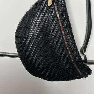 Clare V. Black Woven Leather Shoulder Bag